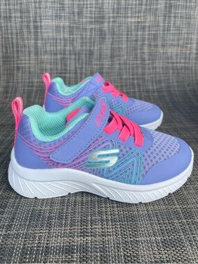Skechers Girls Microspec Plus Swirl Sweet Purple Active Easy-On Sneakers size 9